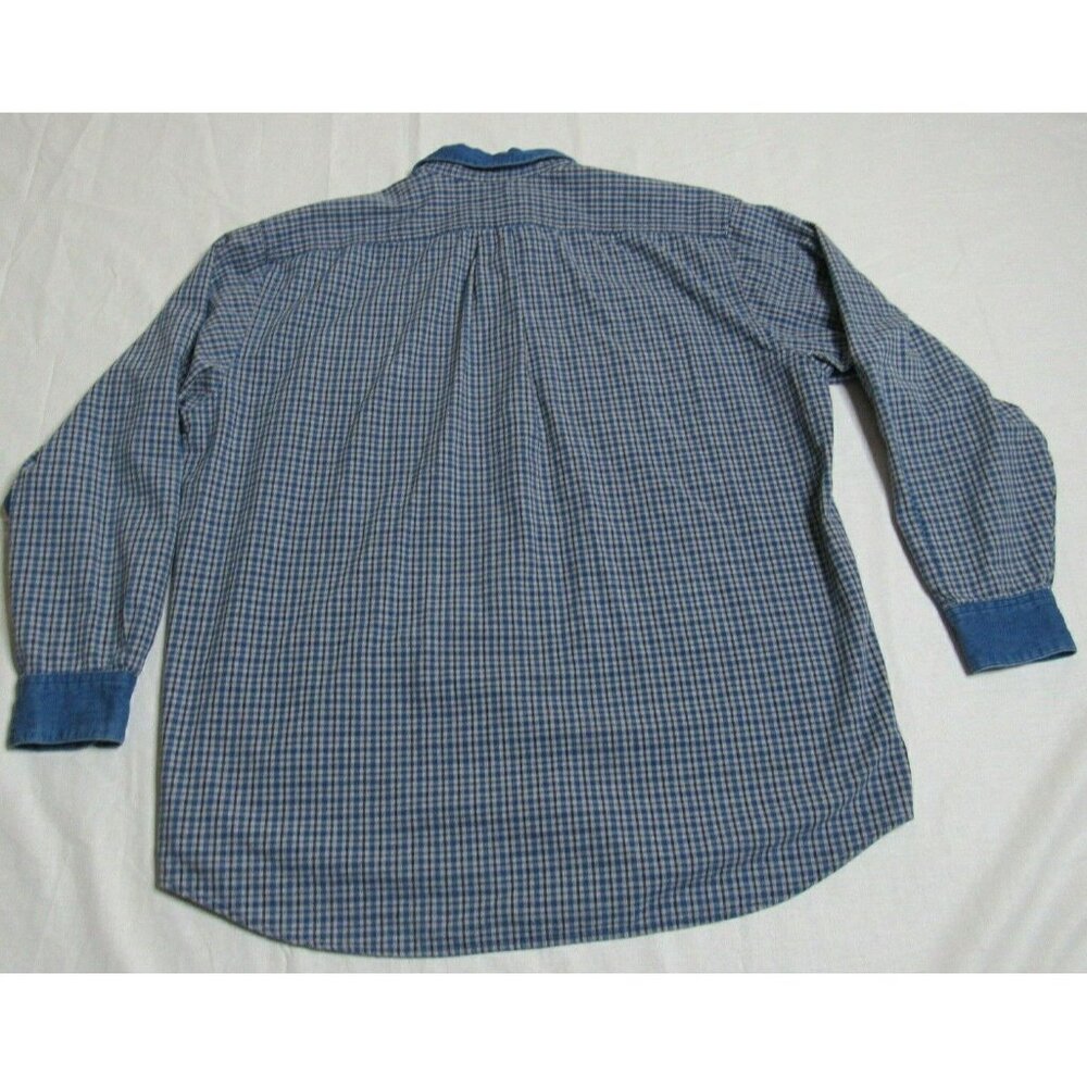 Vintage Plaid Elbow Patch Shirt Button Blue Long Sleeve Large Marciano Guess - Picture 8 of 9